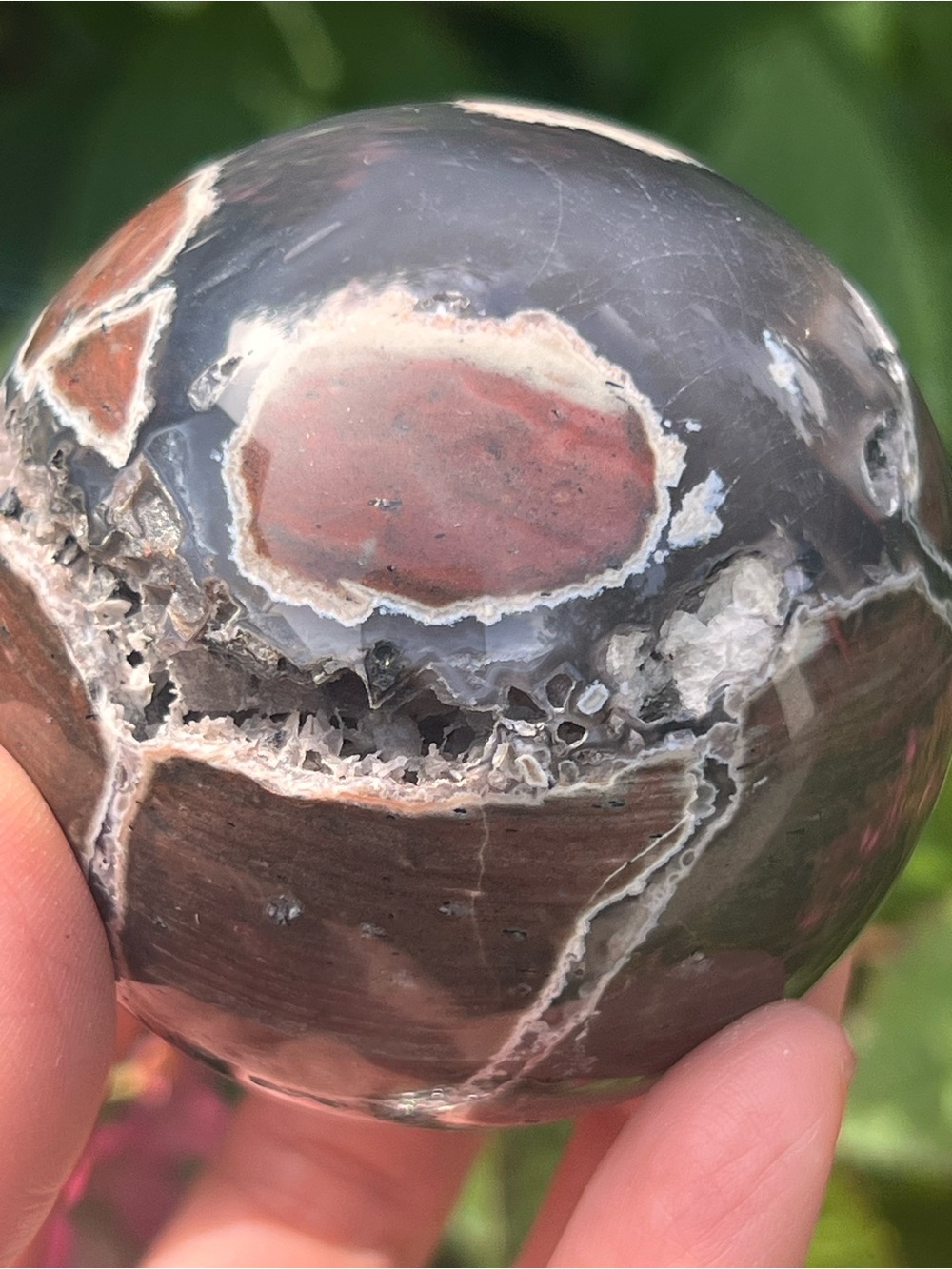 Football (8) agate sphere | Crystal ~ UV reactive
